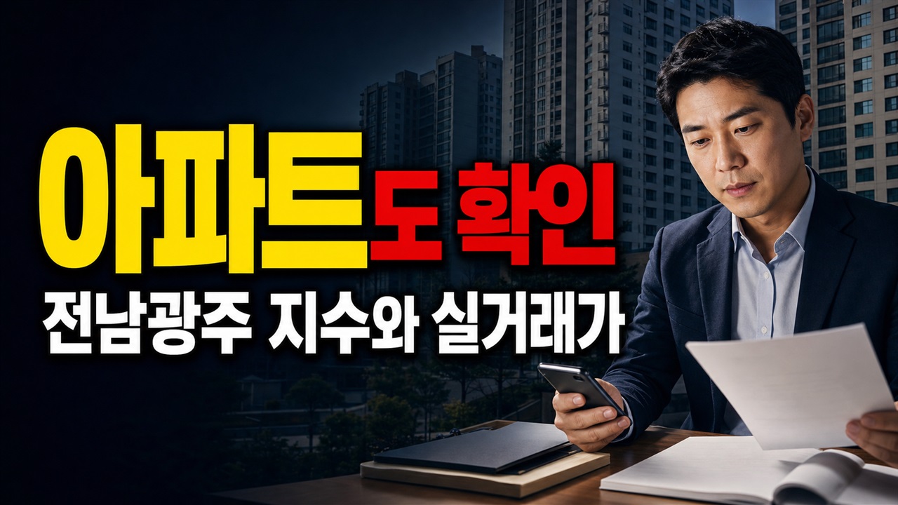 내 아파트도 0.03% 올랐을까? 전남광주 지수와 실거래가 대조 순서 관련 핵심 정보를 상징적으로 보여주는 썸네일 이미지